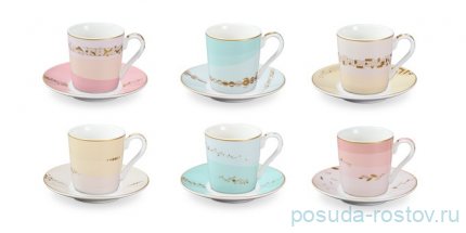 Набор кофейных пар 90 мл 6 шт для эспрессо &quot;myCOFFEE /Romance&quot; / 247494