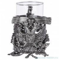 Стакан для чая 250 мл с подстаканником &quot;Герб России&quot; /посеребрение / 299114