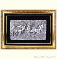 Панно 85 х 120 см &quot;Лошади&quot; /серебро / 191695