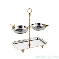 Этажерка-менажница 2-х ярусная 25 x 11 x 31 см прямоугольная &quot;Black Pearl /Голубь&quot; / 288029