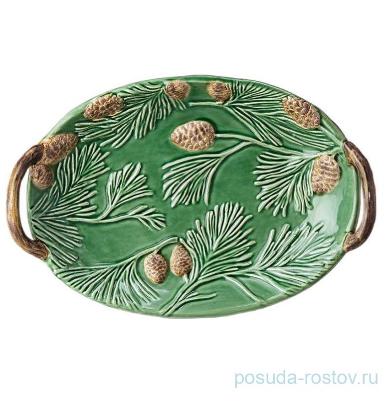 Блюдо 28,2 х 19 х 5 см овальное с ручками "Green pine"  / 355564