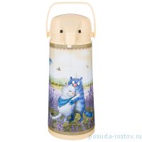 Термос 1,9 л со стеклянной колбой и помпой &quot;Agness /Синие коты&quot; / 225307