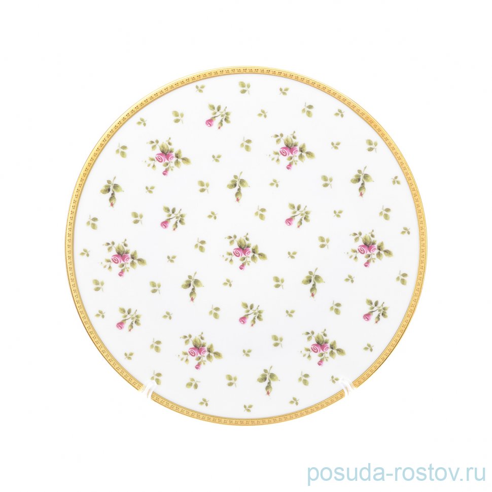 Блюдо 32 см круглое "Максим /Примавера золото /Розочки на белом" / 171502