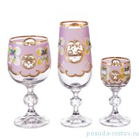 Набор бокалов 18 предметов (50, 190, 180 мл) &quot;Клаудия /Лепка розовая&quot; AS Crystal / 210279