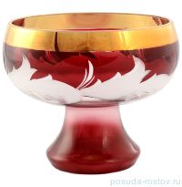 Ваза для конфет 16 см н/н &quot;Матовые листики /Золото на красном&quot; E-S / 134741