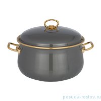 Кастрюля 22 х 14 см с крышкой эмалированная 5 л серая &quot;Agness /Deluxe&quot; / 210698