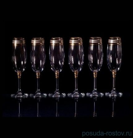 Бокалы для шампанского 190 мл 6 шт &quot;Оливия /Платиновая полоса с золотом&quot; / 132117