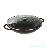 Вок 37 см со стеклянной крышкой 5,7 л чёрный &quot;STAUB&quot; / 289651