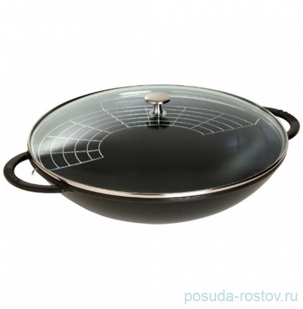 Вок 37 см со стеклянной крышкой 5,7 л чёрный &quot;STAUB&quot; / 289651
