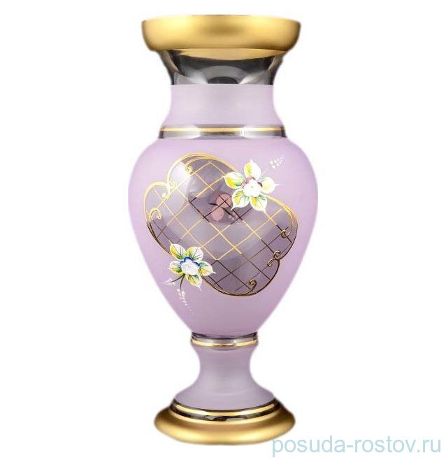 Ваза для цветов 32 см матово-розовая "Лепка /с золотом" / 050886