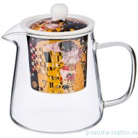 Заварочный чайник 450 мл с ситом чёрный &quot;поцелуй /г. климт&quot; / 224375
