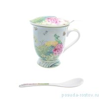 Кружка с крышкой ситечком и ложкой 4 предмета &quot;Royal Classics /Павлин&quot; / 214657