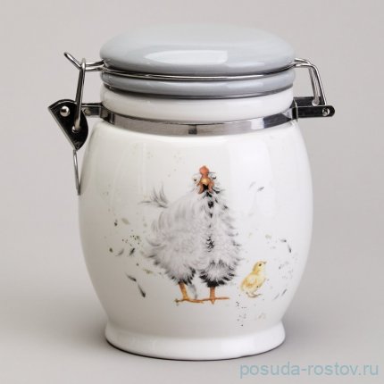Банка для сыпучих продуктов 11,5 х 15 см с зажимом 700 мл &quot;Funny hens&quot; / 368031
