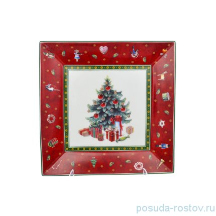 Блюдо 22 см квадратное &quot;Christmas world /Bordo&quot; / 230079
