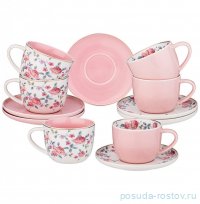 Набор чайных пар 250 мл 6 шт &quot;Blossom /С розами&quot; ассорти / 323085
