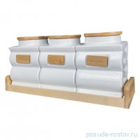 Набор банок для сыпучих продуктов 1 л 3 шт на подставке &quot;Bamboo&quot; (подарочная упаковка) / 361184