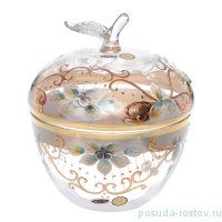Вазочка 15,5 см с крышкой-яблоко &quot;Лепка прозрачная&quot; SC / 150765