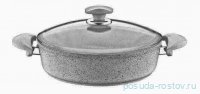 Сотейник 30 х 8,5 см антипригарное покрытие  крышка стеклянная 5,2 л серый &quot;GRANITE SINGLES&quot; / 295650