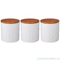 Набор ёмкостей для сыпучих продуктов 10 х 10 х 11 см 3 шт 500 мл белые &quot;Узор /Agness&quot; / 191603