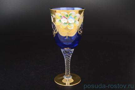 Бокалы для белого вина 150 мл 6 шт &quot;Лепка синяя&quot; крученая ножка / 045959
