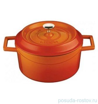 Кастрюля 24 см с крышкой литая чугунная 4,5 л &quot;LAVA /ORANGE&quot; / 154628