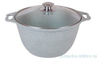 Кастрюля 22 см со стеклянной крышкой антипригарное покрытие 3 л &quot;Kukmara /Фисташковый мрамор&quot; / 164891