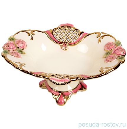Фруктовница 39 х 32 х 17 см овальная н/н &quot;Розы розовые /Royal Classics&quot; 15 / 150997