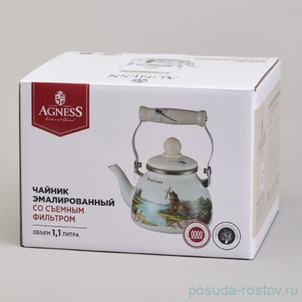 Чайник 1,1 л со съемным фильтром &quot;Agness /Lavander cats&quot; / 367859