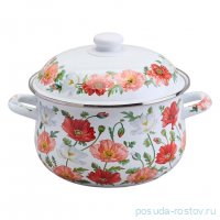 Кастрюля 22 х 13 см с крышкой эмалированная 3,6 л &quot;Маки&quot; / 369706