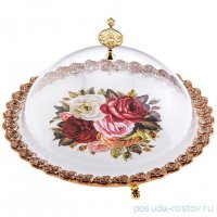 Блюдо 40 х 18 см с крышкой круглое &quot;Розы&quot; / 186625