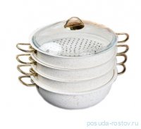 Мантоварка 30 х 10 см с антипригарным покрытием 6,4 л белая &quot;GRANITE STEAMER SET&quot; / 295696