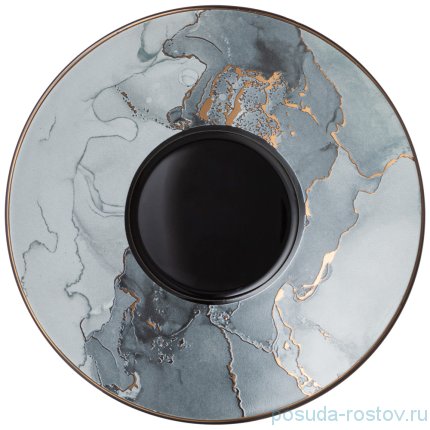 Набор чайных пар 250 мл 4 шт с ложками чёрные &quot;Moon art&quot; / 272002