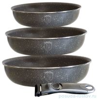 Набор сковород 3 предмета со съемной ручкой (20, 24, 28 см) &quot;Stamping Series&quot; серый / 135740