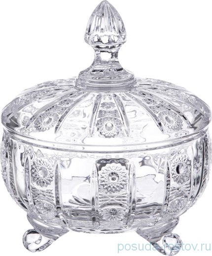Конфетница 12 х 14 см на 3-х ножках с крышкой &quot;MUZA CRYSTAL&quot; / 187589