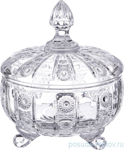 Конфетница 12 х 14 см на 3-х ножках с крышкой &quot;MUZA CRYSTAL&quot; / 187589