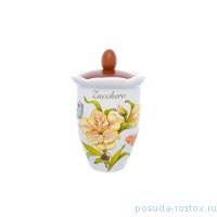 Банка для сыпучих продуктов 19 см деревянная крышка Сахар &quot;Artigianato ceramico /Ботанический сад&quot; / 228352