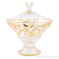 Конфетница н/н с крышкой &quot;Лаурус /Золотые веточки /Отводка золото&quot; / 246856