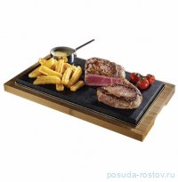 Набор для подачи на деревянной доске 42 х 25 см и лавовым камнем 36 х 20 см / 316177