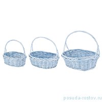 Набор корзин 3 шт плетёные голубые / 259906