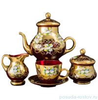 Чайный сервиз на 6 персон 15 предметов &quot;Лепка красная&quot; E-V / 038830