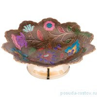 Блюдо 19 х 19 х 6 см н/н цветная эмаль /латунь / 195595