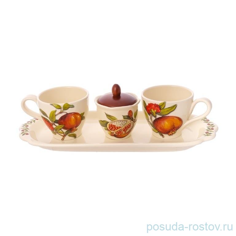 Чайный набор на 2 персоны 5 предметов "Artigianato ceramico /Гранат" / 271473