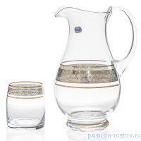 Набор для воды 7 предметов (кувшин 1,5 л + 6 стаканов по 290 мл) &quot;Цветочный узор на платине&quot; / 140833