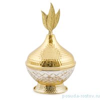 Сахарница 15 х 25 см н/н розовая &quot;Листья /Золото&quot; / 246352