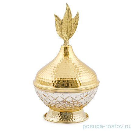 Сахарница 15 х 25 см н/н розовая &quot;Листья /Золото&quot; / 246352