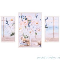 Картина модульная 60 х 90 см &quot;Пионы на окне&quot; /рамка белая / 263579