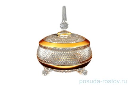 Фруктовница 23 см с крышкой на 3-х ножках &quot;Хрусталь с золотом&quot; / 122532