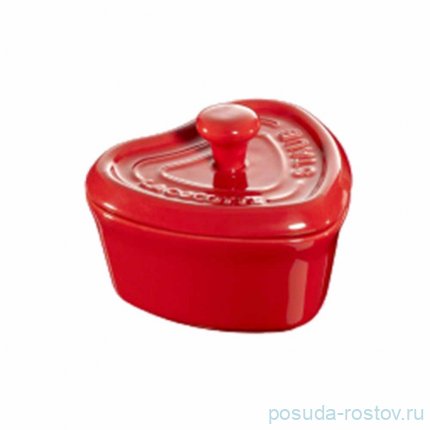 Кокот 10 см с крышкой вишневый Сердце &quot;STAUB&quot; / 218318