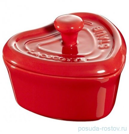 Кокот 10 см с крышкой вишневый Сердце &quot;STAUB&quot; / 218318