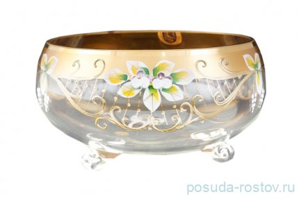 Конфетница 20 см на 3-х ножках золото &quot;Лепка прозрачная&quot; SC / 099576